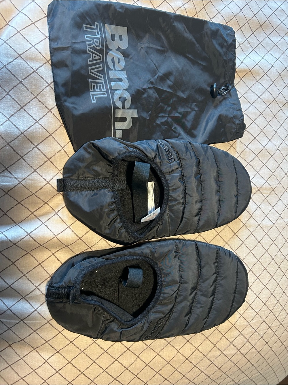 Bench Black Packable Quilted Travel Slippers